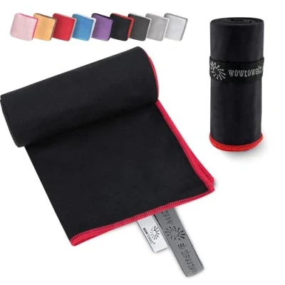 Abbildung von Wowtowelz kompaktes Mikrofaser Handtuch, Reisehandtuch, Sport Fitnesshandtuch, Strand Badetuch, leicht u. schnelltrocknend, (Schwarz, 145 x 70 cm)