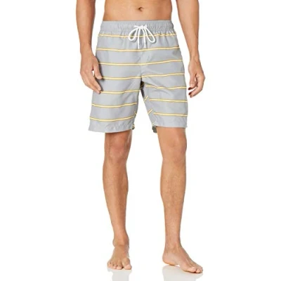 Abbildung von Amazon Essentials Herren Badehose, Schnell Trocknend, 23 cm, Grau Streifen, L