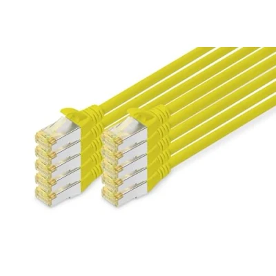 Abbildung von DIGITUS LAN Kabel Cat 6A 2m 10 Stück RJ45 Netzwerkkabel S/FTP Geschirmt Kompatibel zu 6 &amp; 7 Gelb