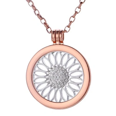 Abbildung von Morella Damen Halskette Rosegold 70 cm Edelstahl mit Anhänger und Coin 33 mm Sonnenblume in Schmuckbeutel