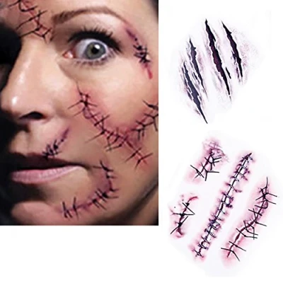 Abbildung von SA Halloween Zombie Narben Tattoos mit gefälschter Scab blut Scars Kostüm Makeup Aufkleber