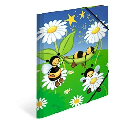 Abbildung von HERMA Sammelmappen A4 Bienen Set, 3 Stück, Eckspanner Mappen aus Pappe mit Kindergarten Motiv, Gummizug, Innenklappen und Innendruck für Jungen, Mädchen Kinder