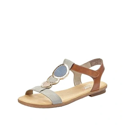 Abbildung von Rieker Damen 64278 Sandalen, Grau Cement Amaretto Rose Jeans 42, 40 EU