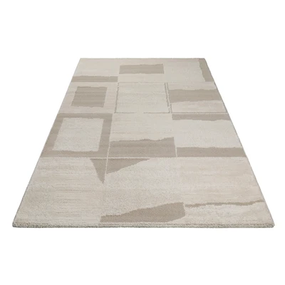 Abbildung von Wecon home Teppich »Ingvar«, rechteckig, 18 mm Höhe, Gewebt, Hoch Tief, pflegeleicht, kariertes Design, Scandi, Wohnzimmer