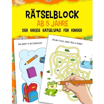 Abbildung von Rätselblock ab 5 Jahre: Der große Rätselspaß für Kinder Labyrinthe, Fehler suchen, Vorschulübungen, Logisches Denken und vieles mehr! Das A4 Rätselbuch Mädchen Jungen