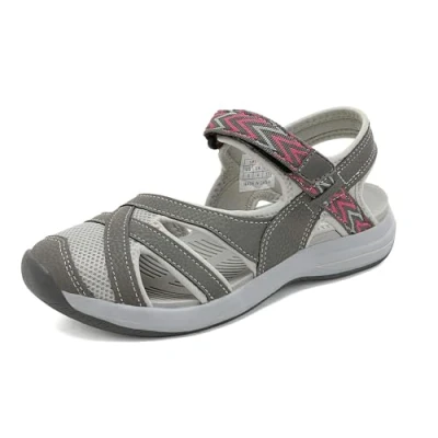 Abbildung von DREAM PAIRS Sandalen Damen Outdoor Trekkingsandalen Wandersandalen mit rutschfester TPR Sohle und EVA Zwischensohle,Size 40,Grau/Koralle,181103