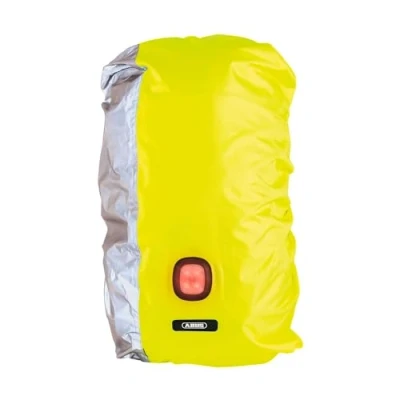 Abbildung von ABUS Regenschutz für Rucksäcke Lumino X Urban Cover mit integriertem USB Rücklicht wasserdichter &amp; sichtbarer Rucksacküberzug Gelb/Silber