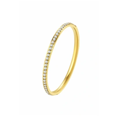 Abbildung von Happiness Boutique Damen Band Ring vergoldet Dünner aus Edelstahl Stapelring mit Zirkonia Zierlicher in Gold