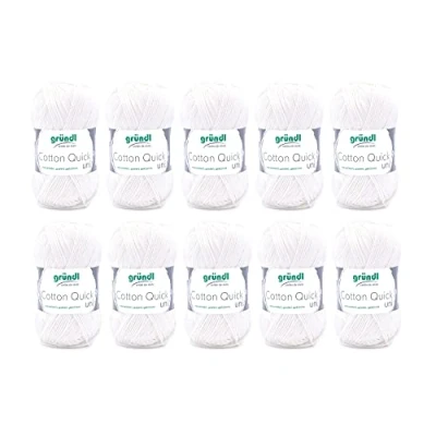 Abbildung von Gründl Cotton Quick Uni Strickgarn / Häkelgarn, 10 Knäuel à 50 g (farbenfrohes Garn aus 100% Baumwolle, OEKO TEX zertifiziert, 125 m, Nadelstärke: 3 4, x g), Creme