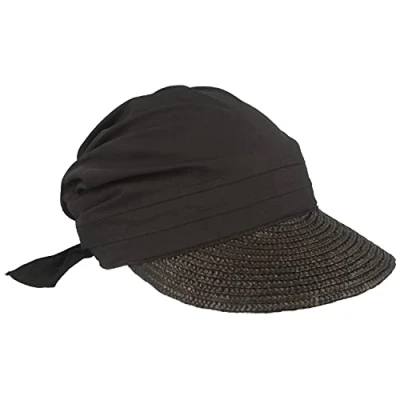 Abbildung von Seeberger Damen Sonnenhut Stroh /Stoffcap, Einfarbig, Gr. one Size, Schwarz (schwarz 10)