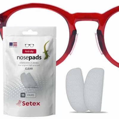 Abbildung von Setex Gecko Grip Anti Rutsch Nasenpads für Brillen (15 transparente Paare), innovative mikrotexturierte Fasern, ultrastarker Grip, selbstklebende Pads