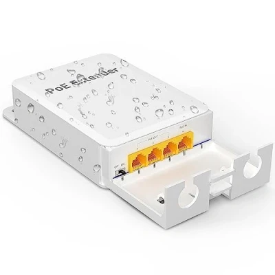Abbildung von YuanLey Outdoor Gigabit PoE Extender 1 in 3 Out, 802.3af/at 4 Port Repeater IP66 Wasserdicht, Vlan, Erweitern Sie Zusätzliche 100m(328ft) der Strom und Datenübertragung, Wandmontage Plug and Play