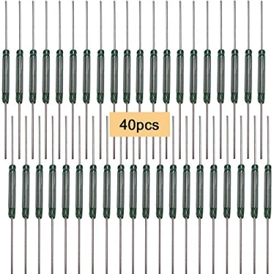 Abbildung von QitinDasen 40Pcs Premium MKA 14103 AT10 15 Glasrohr Reedschalter, 2X14mm Kontakt Magnetisch Reed Schalter, Magnetischer Induktionsschalter, Reedkontakt Schließer (N/O) Steuerung Schalter