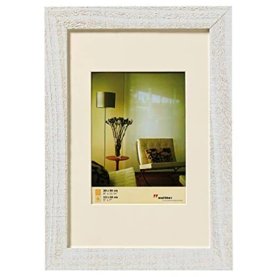 Abbildung von walther design Bilderrahmen polarweiss 18 x 24 cm mit Passepartout, Home Holzrahmen HO824V