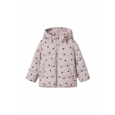 Abbildung von Name it Wattierte Herzchen Winterjacke für Kinder, Größe: 104, Violet ice