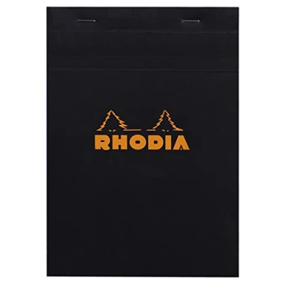 Abbildung von Rhodia 162009C Notizblock (DIN A5, 14,8 x 21 cm, geheftet, kariert, 80 Blatt, praktisch und belastbar) 1 Stück schwarz