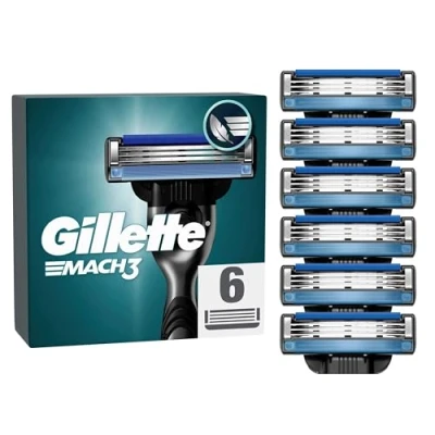 Abbildung von Gillette Mach3 Standard Rasierer für Männer, 6 Ersatzklingen, mit Gleitstreifen ein sanftes Gleiten und NEUER Klingenbeschichtung