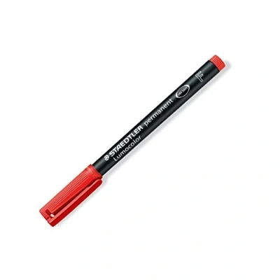 Abbildung von STAEDTLER permanent Marker Lumocolor, rot, F Spitze Linienbreite ca. 0,6 mm, wisch und wasserfest, Made in Germany, nachfüllbar, lange Lebensdauer, 10 rote Universalstifte im Kartonetui, 318 2