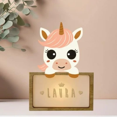 Abbildung von WONDEE Personalisierte Geschenke Baby, Nachtlicht baby Einhorn, zur Geburt, Taufgeschenke für Mädchen und Jungen Nachttischlampe kinder, geschenk personalisiert