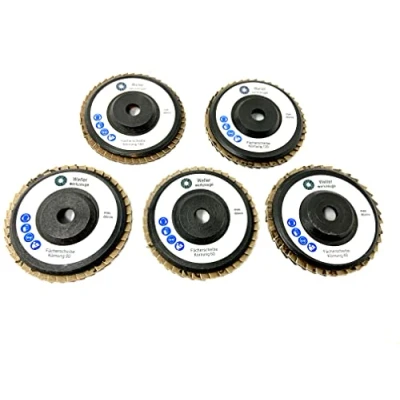 Abbildung von WELLERWERKZEUGE 5er Set Fächerscheiben K:40/60/80/120/180 76x10mm passend für mini Akku Winkelschleifer wie Bosch GWS 10,8V 12V Stahl Holz Kunststoff (5)