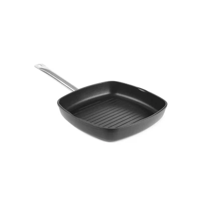 Abbildung von HENDI Grillpfanne Aluminiumguss 55 x 29 Boden: ø 22 cm Antihaftbeschichtung bis 250 C Titanium Schicht, Gastro Profi Pfanne