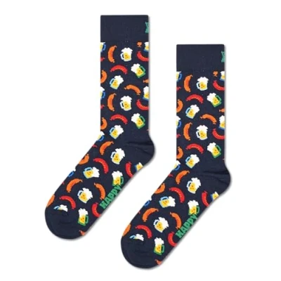 Abbildung von Happy Socks Unisex Beer and Sausage Socken, Navy, 41 46
