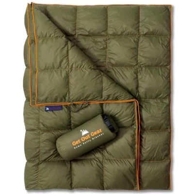 Abbildung von Get Out Gear Daunen Campingdecke für den Außenbereich, leicht, verstaubar, 650 Füllung, kompakt, wasserdicht und warm, Rucksackreisen, Steppdecke Camping, Wandern, Reisen, Hängematte