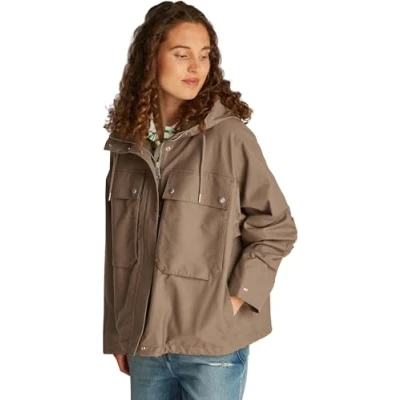 Abbildung von Tommy Hilfiger Short Übergangsjacke, Damen, Größe: 34, Tundra brown