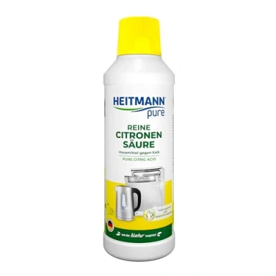 Abbildung von HEITMANN pure Reine Citronensäure: Flüssiger Bio Entkalker für Küche und Bad, Reiniger gegen Kalk aus 100% natürlichen Inhaltsstoffen, Lebensmittelsauber biologisch abbaubar, 500 ml