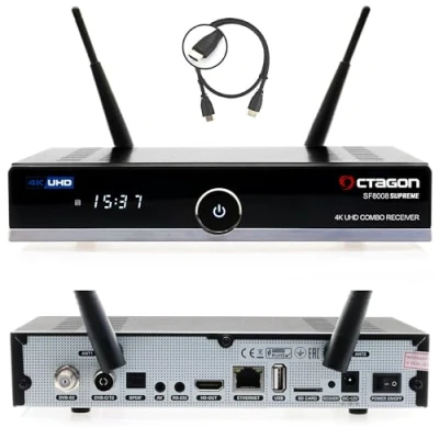 Abbildung von Octagon SF8008 UHD 4K Supreme Combo Receiver, Sat Kabel &amp; DVB T2 E2 Linux Define OS, mit PVR Aufnahmefunktion, M.2 M Key, Gigabit LAN, Bluetooth, Kartenleser, to IP, WiFi WLAN