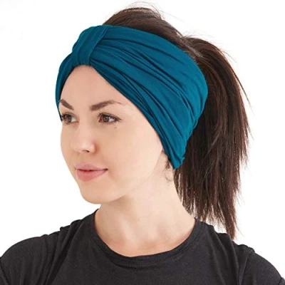 Abbildung von CHARM Frauen Chunky Turban Stirnband Kopftuch Winter Head Wrap Chemo Hut Naturhaar Blau Grün