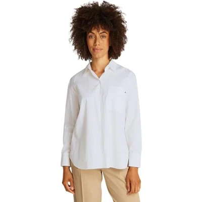Abbildung von Tommy Hilfiger Damen Hemd Poplin Easy Fit Oversized, Weiß (Th Optic White), 40