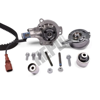 Abbildung von HEPU PK06692 Wasserpumpe + Zahnriemensatz schaltbare Wasserpumpe, mit Schrauben 145 VOLKSWAGEN: Golf 7, 7 Variant, Transporter 6