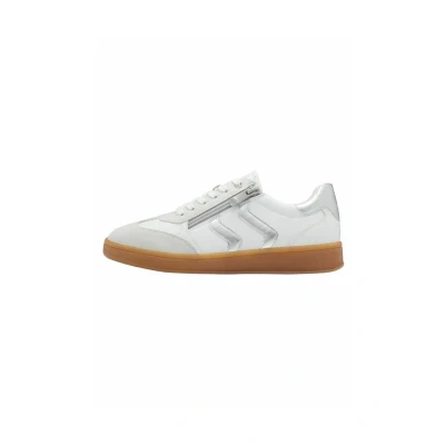 Abbildung von MARCO TOZZI Damen Sneaker flach mit Schnürsenkeln Freizeit, Weiß (White/Silver), 37 EU