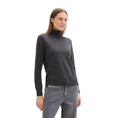 Abbildung von TOM Tailor Basic Rundhals Strickpullover, Damen, Größe: XXL, Evident anthracite melange