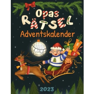 Abbildung von Opas Rätsel Adventskalender 2023: Senioren für Opa mit 72 Rätseln in großer Schrift inkl. Sudoku, Kreuzwort &amp; Wortsuchrätseln