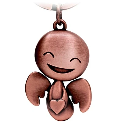 Abbildung von FABACH Schutzengel Schlüsselanhänger Happy mit Herz Niedlicher Engel Anhänger aus Metall Geschenk Glücksbringer Auto Partner Fahr vorsichtig