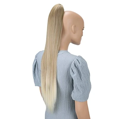 Abbildung von CAISHA 70cm Extralang Clip On Haarteil Zopf Pferdeschwanz Hitzebeständig Synthetik Glatt Erdbeerblond Mix H169