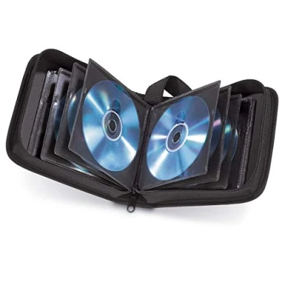 Abbildung von Hama CD Tasche für 32 Discs / DVD Blu ray (Mappe zur Aufbewahrung , platzsparend Auto und Zuhause, Transport Hüllen) Schwarz