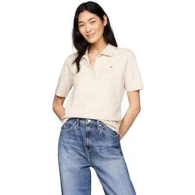 Abbildung von Tommy Hilfiger Collection FLAG Embroidery Regular Poloshirt, Damen, Größe: 3XL, Classic beige