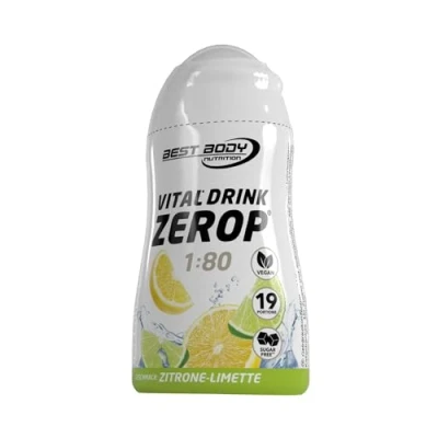 Abbildung von Best Body Nutrition Vital Drink ZEROP Zitrone Limette, Original Getränkekonzentrat Sirup zuckerfrei, 1:80 ergibt 19 Portionen Fertiggetränk, 48 ml
