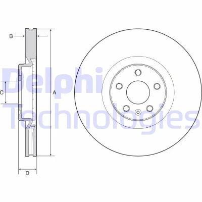 Abbildung von DELPHI BG9231C Bremsscheibe 345 30 5 Belüftet beschichtet hochgekohlt ohne Radlager, ABS Sensorring VOLVO: XC90 II, V90 II Estate, XC60