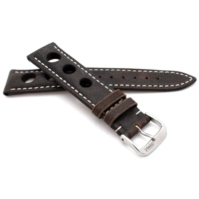 Abbildung von Sulla RIOS1931 Kaluga Rallye Vintage Rindsleder Uhrenarmband handgemacht in Deutschland Robust 20mm Braun Verkratzt