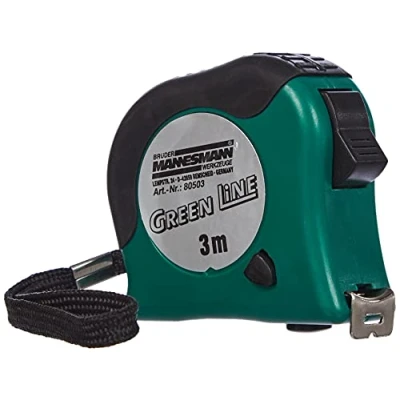 Abbildung von Brüder Mannesmann Bandmass, 3 m x 16 mm, Gehäuse grün/schwarz M80503