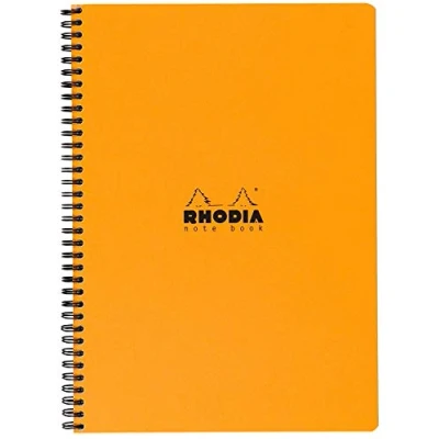 Abbildung von Rhodia 193008C Notizbuch (mit Doppelspirale, mikroperforiert, DIN A4, kariert, 80 g, 22,5 x 29,7 cm, Blatt) 1 Stück orange