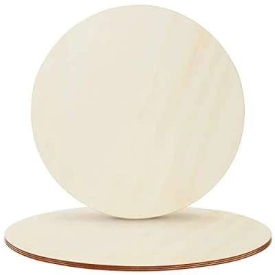 Abbildung von Belle Vous Naturbelassene Runde Holzscheiben (4 Stk) 45 cm Ausgeschnittene zum Basteln, Malen und Brandmalerei Holz Platten für Wohn , Hochzeits Weihnachtsdeko &amp; Türhänger