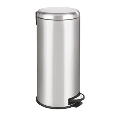 Abbildung von WENKO Küchen Abfalleimer Mod. Leman, 30 Liter, Mülleimer mit Absenkautomatik, Tretfunktion, herausnehmbarem Einsatz, aus rostfreiem Edelstahl, 30,5 x 64 37,5 cm