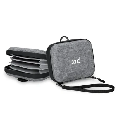 Abbildung von JJC Kompaktkamera Filtertasche, Objektivfiltertasche, Filter Tragetasche für 4 bis zu 95 mm, Filterhalter, Gürteltasche, Wasser und staubdichtes Design ND UV CPL Rundfilter, Grau