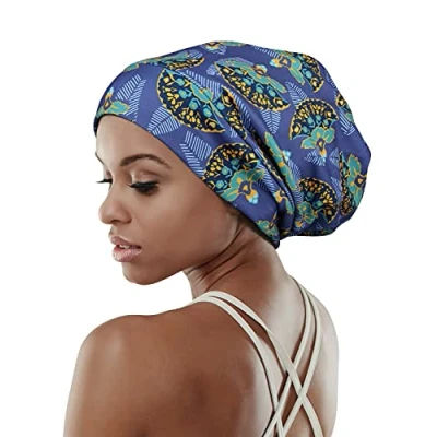 Abbildung von FocusCare Women&#039;s Slap Hat,Satin Lining Oversized Natural Hair Sleeping Blue Green