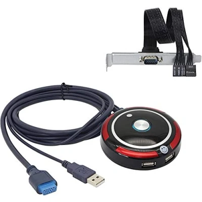 Abbildung von XMSJSIY PC Schalter Externe Power Taste, Desktop Taste Computergehäuse Reset VGA 15Pin USB Motherboard On/Off mit zwei und Audioanschlüssen, 160 cm